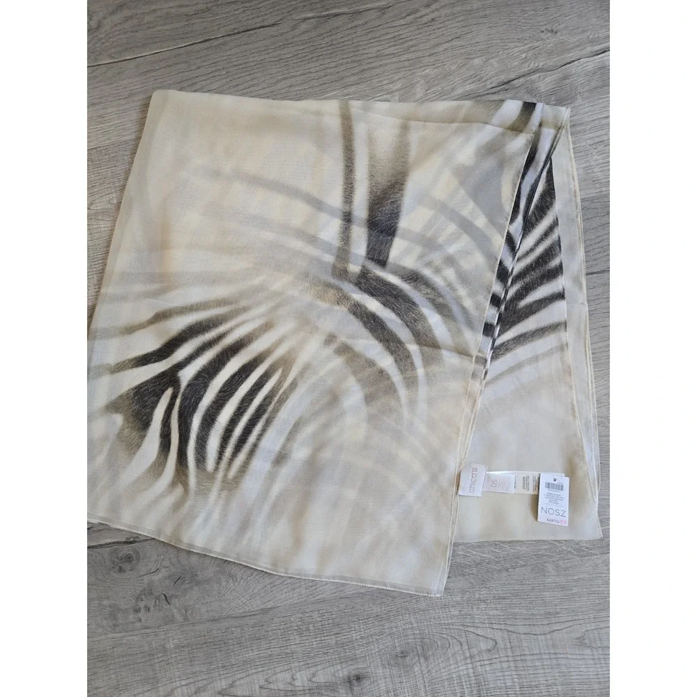 NWT Chico's Zebra Blend oversized Oblong Neutral scarves size 76